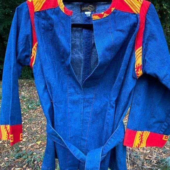 Crossroads MS Denim Cross Front Jacket Lagenlook Shacket - Picture 10 of 13